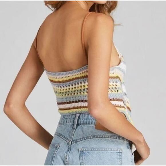 525 America Fauxchet Colorful Cami Crochet XS Beachy Boho Resort Vacation Hippie - Picture 3 of 9